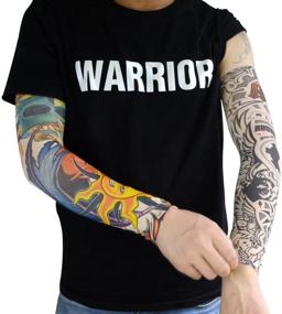 img 1 attached to 🌴 HOVEOX 20pcs Temporary Tattoo Arm Sleeves: Stylish Slip-on Sunscreen Protection with Tribal, Tiger, Dragon, Skull Designs - Unisex Stretchable Cosplay Accessories