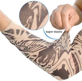 img 2 attached to 🌴 HOVEOX 20pcs Temporary Tattoo Arm Sleeves: Stylish Slip-on Sunscreen Protection with Tribal, Tiger, Dragon, Skull Designs - Unisex Stretchable Cosplay Accessories