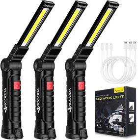 img 4 attached to Set of 3 Rechargeable Work Lights with Magnetic Base and Hanging Hook - 360° Rotation, 5 Modes - Ideal for Car Engine Repair, Grill, Emergencies, and Tight Spot Illumination