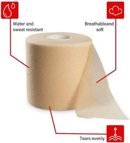 img 3 attached to Latex-Free Foam Underwrap Bandage Pre-Wrap Sports Tape - 4 Rolls for 🤾 Athletic Ankles, Wrists, Hands, Elbows, and Knees, 2.75 Inches x 30 Yards in Beige