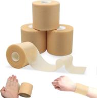 latex-free foam underwrap bandage pre-wrap sports tape - 4 rolls for 🤾 athletic ankles, wrists, hands, elbows, and knees, 2.75 inches x 30 yards in beige логотип