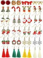 🎄 20/24 pairs of festive christmas tassel earrings - perfect bulk christmas jewelry set as gifts for women & girls logo