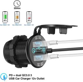 img 3 attached to [2021 New] Dual USB Quick Charge 3.0 & PD Car Charger with ON/Off Touch Switch - 12v USB Outlet for Marine Boat Motorcycle Truck Golf Cart RV, Aluminum Socket - Powerful 3-Ports USB 12/24V Charger