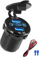 [2021 new] dual usb quick charge 3.0 & pd car charger with on/off touch switch - 12v usb outlet for marine boat motorcycle truck golf cart rv, aluminum socket - powerful 3-ports usb 12/24v charger logo