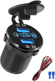 img 4 attached to [2021 New] Dual USB Quick Charge 3.0 & PD Car Charger with ON/Off Touch Switch - 12v USB Outlet for Marine Boat Motorcycle Truck Golf Cart RV, Aluminum Socket - Powerful 3-Ports USB 12/24V Charger