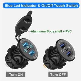 img 2 attached to [2021 New] Dual USB Quick Charge 3.0 & PD Car Charger with ON/Off Touch Switch - 12v USB Outlet for Marine Boat Motorcycle Truck Golf Cart RV, Aluminum Socket - Powerful 3-Ports USB 12/24V Charger