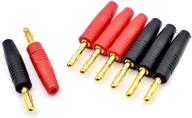 high quality 8pcs 4mm gold-plated banana plug male connectors for test leads and speaker wire cables: ideal for multimeters, rc devices, and battery chargers! logo