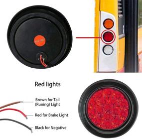 img 1 attached to 🟠 Set of 6 Round LED Tail Lights with Rubber Grommet - 4 Inch, 2 Amber, 2 Red, 2 White, 12/24V, 16-LED, Waterproof Brake, Stop, Turn, Tail Marker Light for RV Trucks Trailer