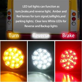 img 3 attached to 🟠 Set of 6 Round LED Tail Lights with Rubber Grommet - 4 Inch, 2 Amber, 2 Red, 2 White, 12/24V, 16-LED, Waterproof Brake, Stop, Turn, Tail Marker Light for RV Trucks Trailer