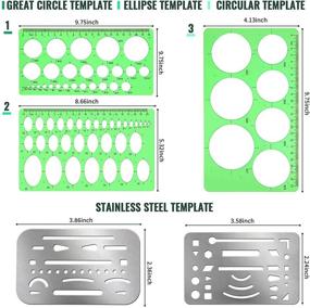 img 3 attached to 📏 Multipurpose Plastic Circle and Oval Measuring Templates with Stainless Steel Erasing Shield - Drawing and Drafting Toolset