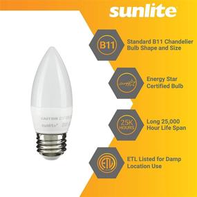 img 2 attached to Sunlite 80473-SU LED Torpedo Tip B11 Chandelier Light Bulb, 7W (60W Equiv.), 500 Lumens, E26 Base, Dimmable