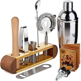 img 4 attached to 🍸 TJ.MOREE 11-Piece Bartender Kit with Stand - Bar Tool Set and Martini Shaker Set for Perfect Home Cocktail Mixing Experience - Sapele Wood