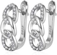 💎 cz triple link small hoop earrings for women girls - 925 silver plated, delicate cubic zirconia infinity dangle drop, lever back click-top huggie hoops, 14g piercing stud, fashionable punk jewelry gifts logo