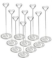 set of 10 jofefe 8.6" tall silver table card holders with heart-shaped memo clips - ideal for wedding favors, table numbers, and picture display logo
