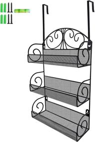 img 4 attached to 🌶️ Black Wall Mount Hanging Spice Organizer - Giftgarden 3 Tier Over The Door Spice Rack for Cabinet Pantry Kitchen