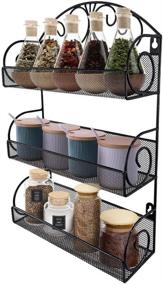 img 3 attached to 🌶️ Black Wall Mount Hanging Spice Organizer - Giftgarden 3 Tier Over The Door Spice Rack for Cabinet Pantry Kitchen