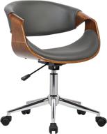 💺 stylish and sleek: armen living geneva office chair in grey faux leather with chrome finish логотип