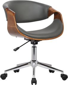 img 4 attached to 💺 Stylish and Sleek: Armen Living Geneva Office Chair in Grey Faux Leather with Chrome Finish