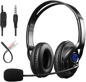 img 4 attached to 🎧 Наушники Sumcoo Comfort-fit с микрофоном и регулировкой громкости 3,5 мм для компьютера - стиль "над головой" для онлайн-учебы, вебинаров, ноутбуков, колл-центров и студентов.