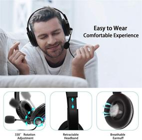 img 3 attached to 🎧 Наушники Sumcoo Comfort-fit с микрофоном и регулировкой громкости 3,5 мм для компьютера - стиль "над головой" для онлайн-учебы, вебинаров, ноутбуков, колл-центров и студентов.