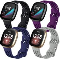 📲 набор из 4 совместимых ремешков maledan для fitbit sense и versa 3 - водонепроницаемые, дышащие спортивные ремешки для замены, размер s - черный/слива/серый/синий логотип