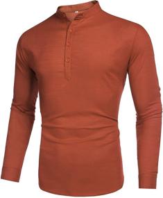 img 3 attached to 👕 LecGee Cotton Henley Sleeve T Shirt: The Perfect Men's Clothing Essential