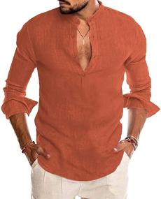 img 4 attached to 👕 LecGee Cotton Henley Sleeve T Shirt: The Perfect Men's Clothing Essential