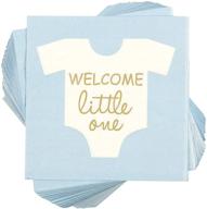 blue boy baby shower party supplies, 100-pack of paper napkins (5 x 5 inches) logo