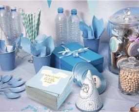 img 3 attached to Blue Boy Baby Shower Party Supplies, 100-Pack of Paper Napkins (5 x 5 Inches)