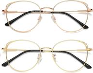 👓 andwood women's cat eye blue light blocking glasses - metal frame hipster computer eyeglasses (2 pack) logo