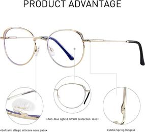 img 3 attached to 👓 ANDWOOD Women's Cat Eye Blue Light Blocking Glasses - Metal Frame Hipster Computer Eyeglasses (2 Pack)