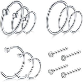 img 3 attached to 👃 Variety of 16 Gauge Nose Rings: Hoop Septum Rings for Lip, Nose, Helix, and Cartilage Piercings