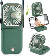 small portable fan, handheld personal mini fans, handheld mini fan with 3-speed airflow, neck fan for outdoor sleep, table, office (green) logo