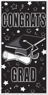 🎓 beistle congrats grad door cover - 30x5ft - black/white design: celebrate with style! logo