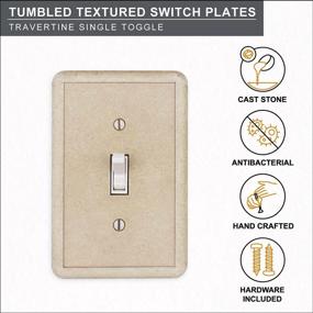 img 1 attached to Travertine Texture Single Rocker Electrical Wall Plate by Questech, Tumbled Finish