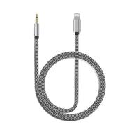 🔌 аксессуар esbeecables aux cord для iphone 12/11/xs/xr/x/8/7/6 - сертифицированный кабель lightning к 3.5 мм с оплеткой из нейлона для стерео (3.3 фута) серебристого цвета - совместим с автомобильными/домашними стерео-динамиками и наушниками. логотип