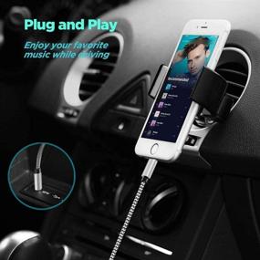 img 1 attached to 🔌 Аксессуар esbeecables Aux Cord для iPhone 12/11/XS/XR/X/8/7/6 - Сертифицированный кабель Lightning к 3.5 мм с оплеткой из нейлона для стерео (3.3 фута) серебристого цвета - совместим с автомобильными/домашними стерео-динамиками и наушниками.