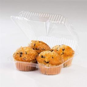 img 2 attached to 🧁 Convenient 4 Compartment Cupcake Containers - 40 Count Disposable Cupcake Boxes for Cupcakes & Muffins - Secure Hinged Locking Cupcake Clamshells