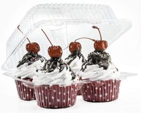 img 4 attached to 🧁 Convenient 4 Compartment Cupcake Containers - 40 Count Disposable Cupcake Boxes for Cupcakes & Muffins - Secure Hinged Locking Cupcake Clamshells