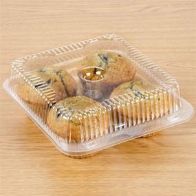 img 1 attached to 🧁 Convenient 4 Compartment Cupcake Containers - 40 Count Disposable Cupcake Boxes for Cupcakes & Muffins - Secure Hinged Locking Cupcake Clamshells