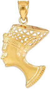 img 2 attached to 👑 Exquisite 14K Gold Egyptian Queen Nefertiti Filigreed Bust Pendant Necklace: Customize Length & Gold Color