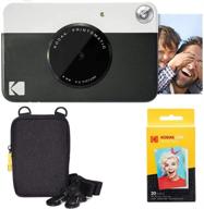 📸 kodak printomatic instant camera bundle: black camera, 20 zink paper sheets, deluxe case logo