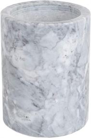 img 2 attached to 🍴 Home Basics White Marble Utensil Holder - Large Capacity & Heavy Duty Compact Design