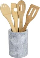 🍴 home basics white marble utensil holder - large capacity & heavy duty compact design logo