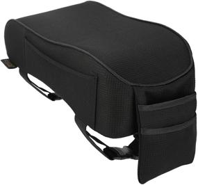 img 4 attached to Enhance Comfort and Convenience with LINGSFIRE Car Armrest Cushion 🚗 - Soft Memory Foam Console Cover with Phone Holder Storage Bag, Black