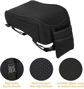 img 1 attached to Enhance Comfort and Convenience with LINGSFIRE Car Armrest Cushion 🚗 - Soft Memory Foam Console Cover with Phone Holder Storage Bag, Black