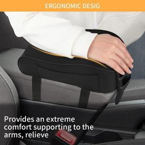 img 3 attached to Enhance Comfort and Convenience with LINGSFIRE Car Armrest Cushion 🚗 - Soft Memory Foam Console Cover with Phone Holder Storage Bag, Black