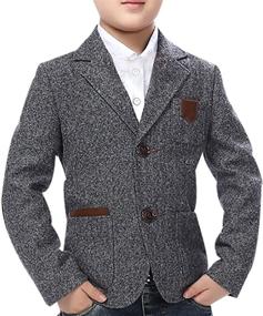 img 4 attached to JiaYou Kids Boy Casual Slim Fit Outwear Coat Blazer Jacket
