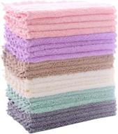 24-pack kitchen dishcloths - non-shedding fluff-free - odorless reusable dish towels, 🧼 premium dishcloths, highly absorbent coral fleece cleaning cloths, nonstick oil resistant, fast drying (multicolor) logo