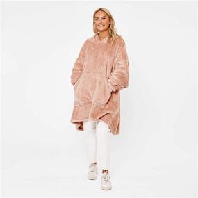 img 3 attached to 🧸 Soft Teddy Glitter Fleece Sienna Hoodie Blanket - Warm Cosy Oversized Thermal Throw Wearable Blanket Hoodie, One Size - Blush